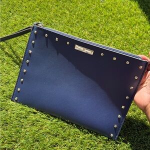 New York & Company Blue Studded Wristlet Clutch